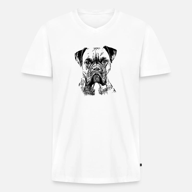 Deutscher Boxer Hund - Männer Premium Bio T-Shirt mit V-Ausschnitt - Weiß