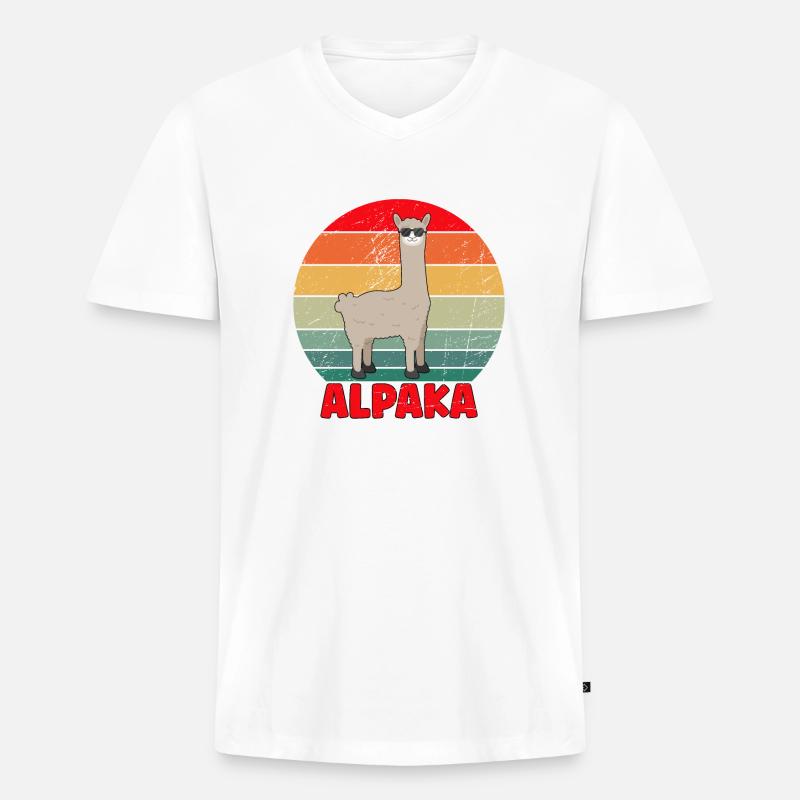 Cool Alpaka Design - Männer Premium Bio T-Shirt mit V-Ausschnitt - undefined
