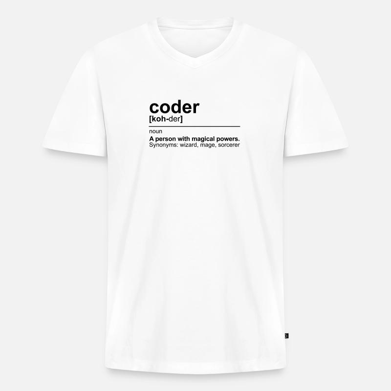 coder entwickler wörterbuch nerd programmierer - Männer Premium Bio T-Shirt mit V-Ausschnitt - Weiß