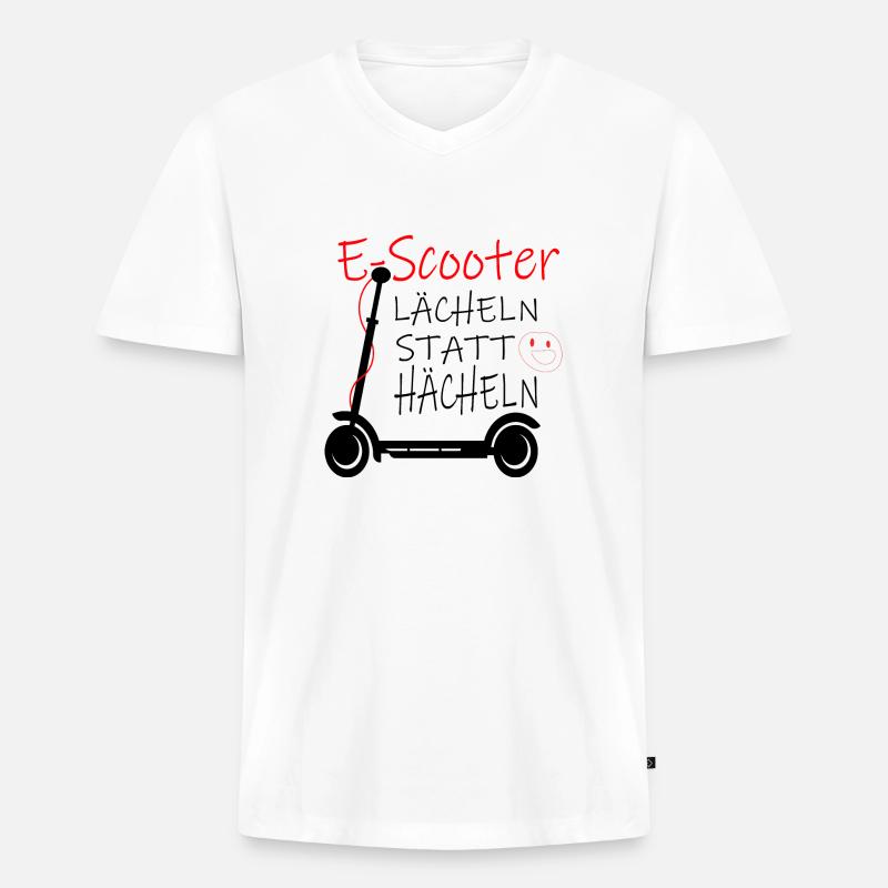 E Scooter Elektro Roller, Scooter - Männer Premium Bio T-Shirt mit V-Ausschnitt - Weiß