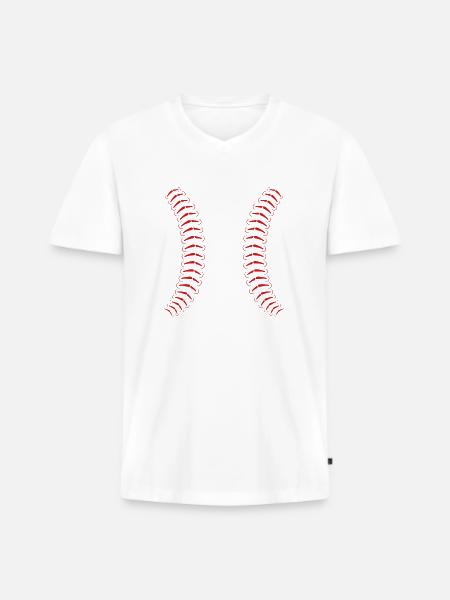 Baseball Ball Costume Baseball - Männer Premium Bio T-Shirt mit V-Ausschnitt - Weiß