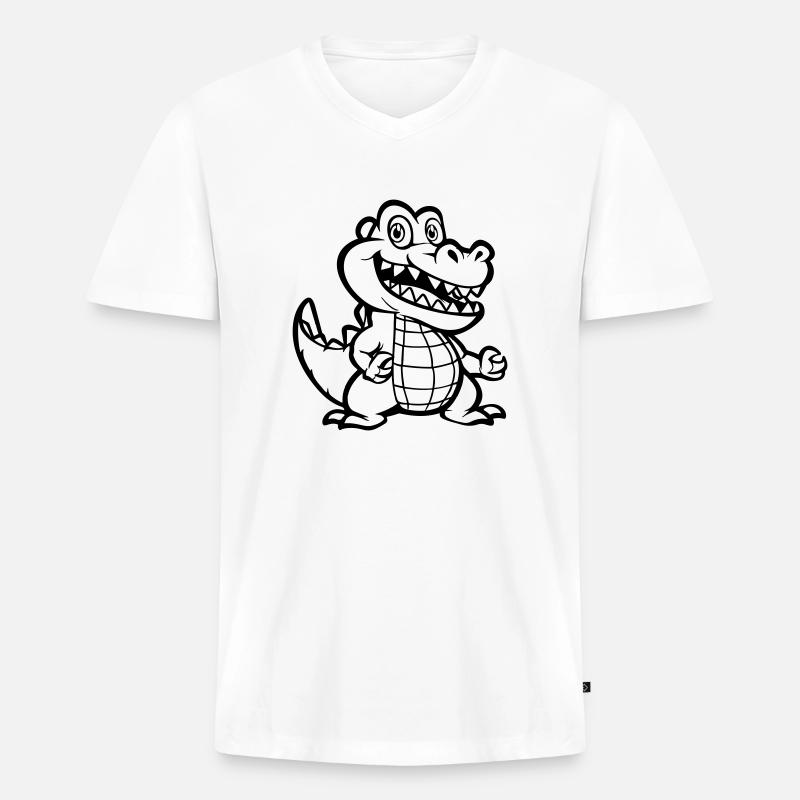 krokodil tier comic - Männer Premium Bio T-Shirt mit V-Ausschnitt - Weiß