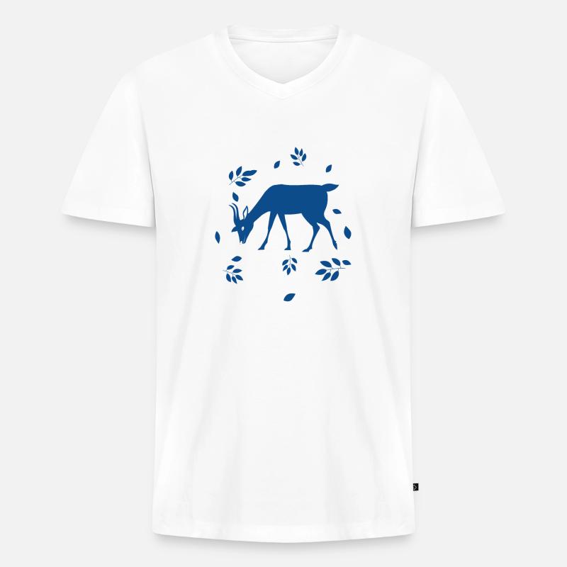 Hirsch - Wald Natur Tierschutz - Männer Premium Bio T-Shirt mit V-Ausschnitt - Weiß