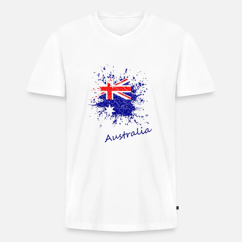 Australien - Australia - Männer Premium Bio T-Shirt mit V-Ausschnitt - Weiß
