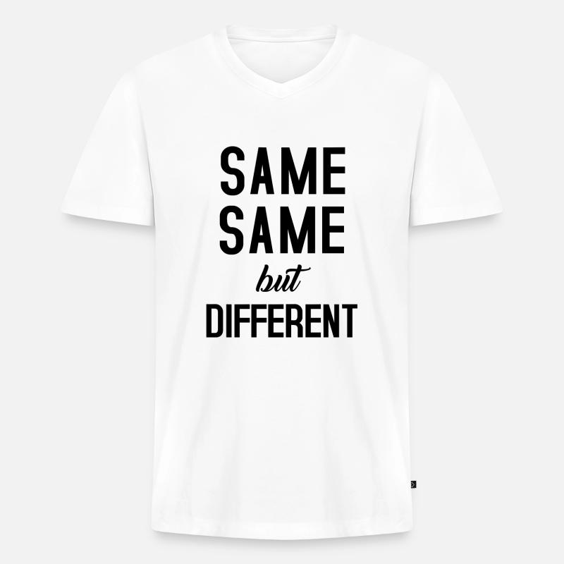 Same Same - Männer Premium Bio T-Shirt mit V-Ausschnitt - Weiß