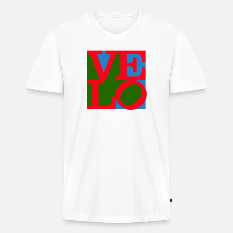 Velo Love - Männer Premium Bio T-Shirt mit V-Ausschnitt - Weiß