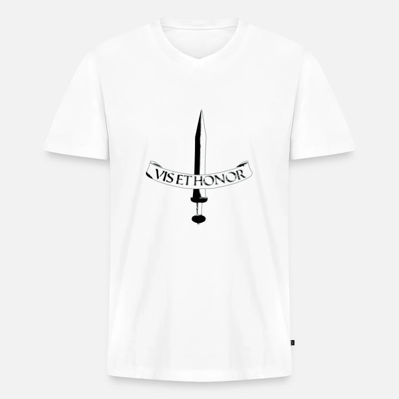 vis et honor2 - Männer Premium Bio T-Shirt mit V-Ausschnitt - Weiß
