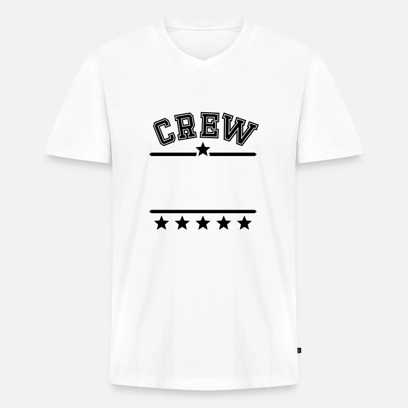Dein Crew Dein Text - Männer Premium Bio T-Shirt mit V-Ausschnitt - Weiß
