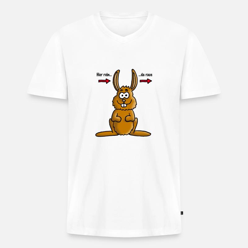 hase_02_e - Männer Premium Bio T-Shirt mit V-Ausschnitt - Weiß
