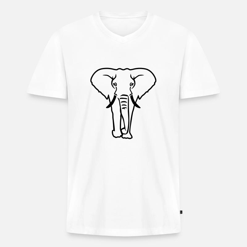 Elefant - Männer Premium Bio T-Shirt mit V-Ausschnitt - Weiß