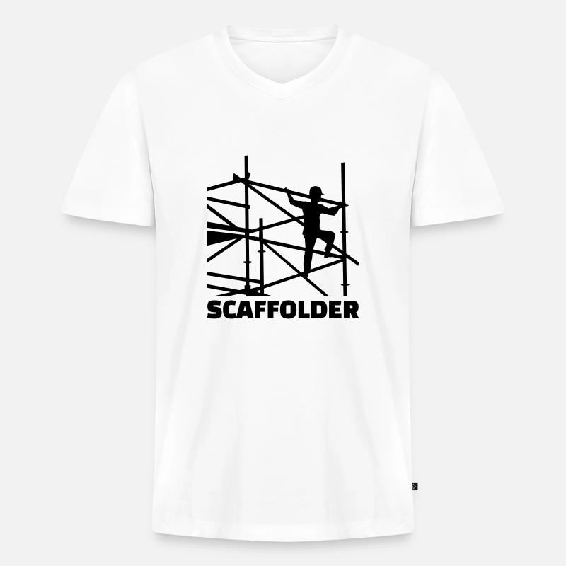 Gerüstbauer - Männer Premium Bio T-Shirt mit V-Ausschnitt - Weiß
