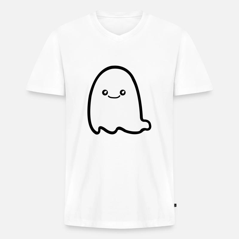 ghost comic - Männer Premium Bio T-Shirt mit V-Ausschnitt - Weiß