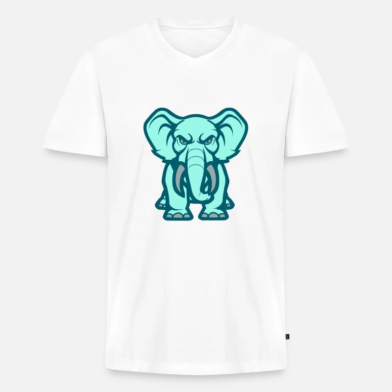 elefant comic - Männer Premium Bio T-Shirt mit V-Ausschnitt - Weiß