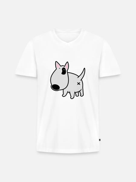 bully_illu_backside_3c - Männer Premium Bio T-Shirt mit V-Ausschnitt - Weiß