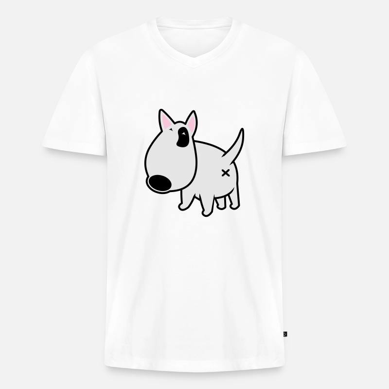 bully_illu_backside_3c - Männer Premium Bio T-Shirt mit V-Ausschnitt - Weiß