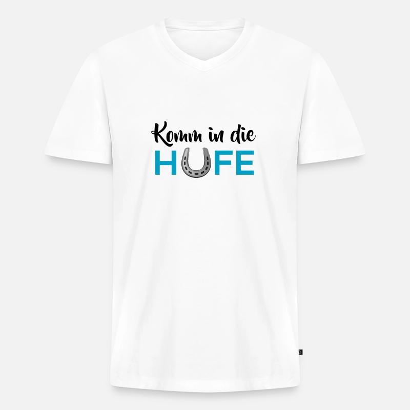 Komm in die Hufe - Männer Premium Bio T-Shirt mit V-Ausschnitt - Weiß