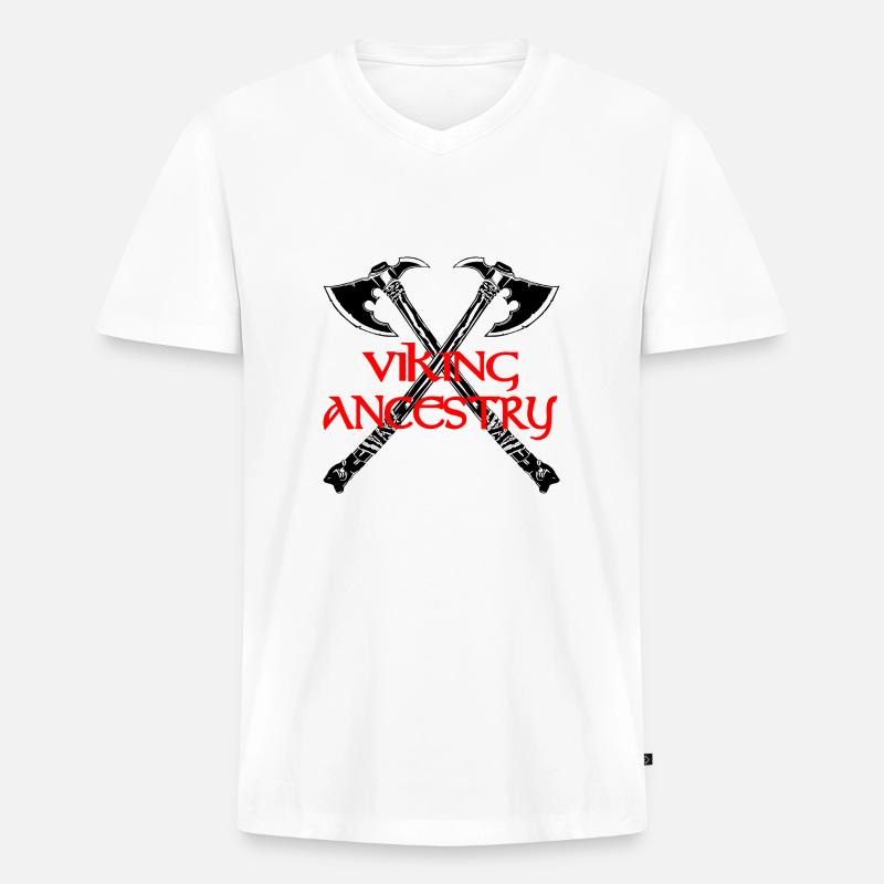Wikinger-Abstammung - Männer Premium Bio T-Shirt mit V-Ausschnitt - Weiß