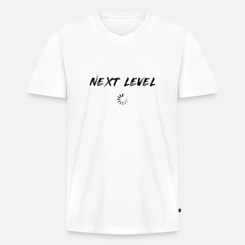 Next Level Motivation - Männer Premium Bio T-Shirt mit V-Ausschnitt - Weiß