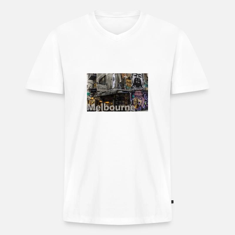 Melbourne - Männer Premium Bio T-Shirt mit V-Ausschnitt - Weiß