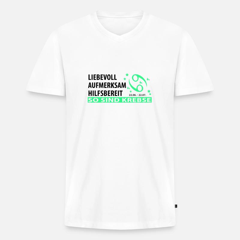 Sternzeichen Krebs - Eigenschaften - Männer Premium Bio T-Shirt mit V-Ausschnitt - Weiß