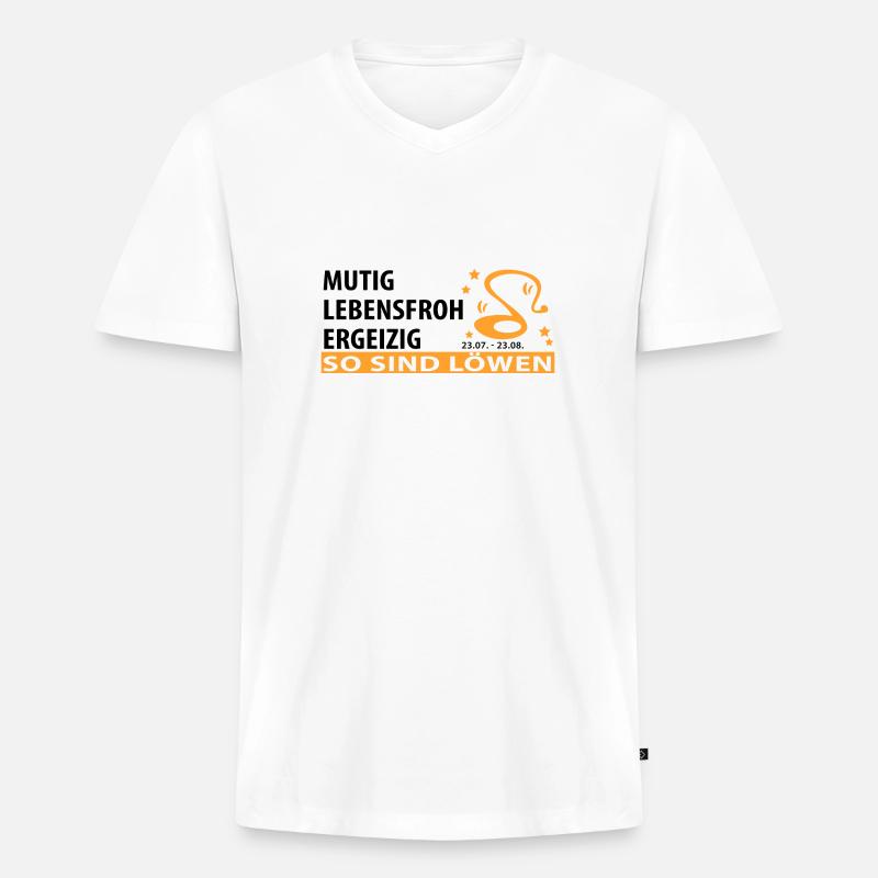 Sternzeichen Löwe - Eigenschaften - Männer Premium Bio T-Shirt mit V-Ausschnitt - Weiß