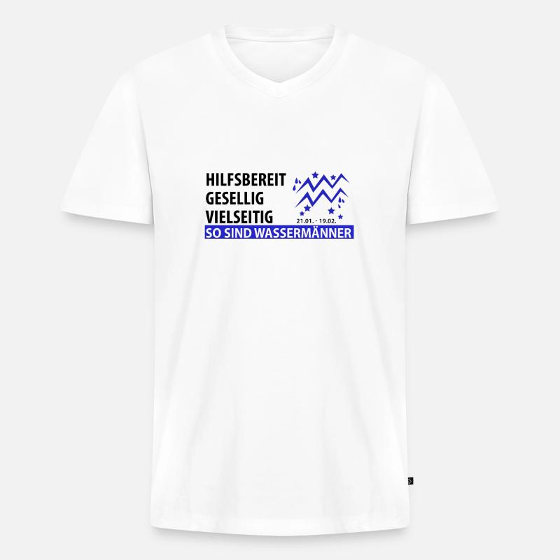 Sternzeichen Wassermann - Eigenschaften - Männer Premium Bio T-Shirt mit V-Ausschnitt - Weiß