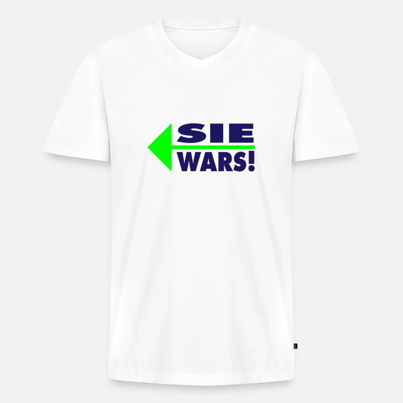 Sie wars! Partner- oder Partyshirt - Männer Premium Bio T-Shirt mit V-Ausschnitt - Weiß