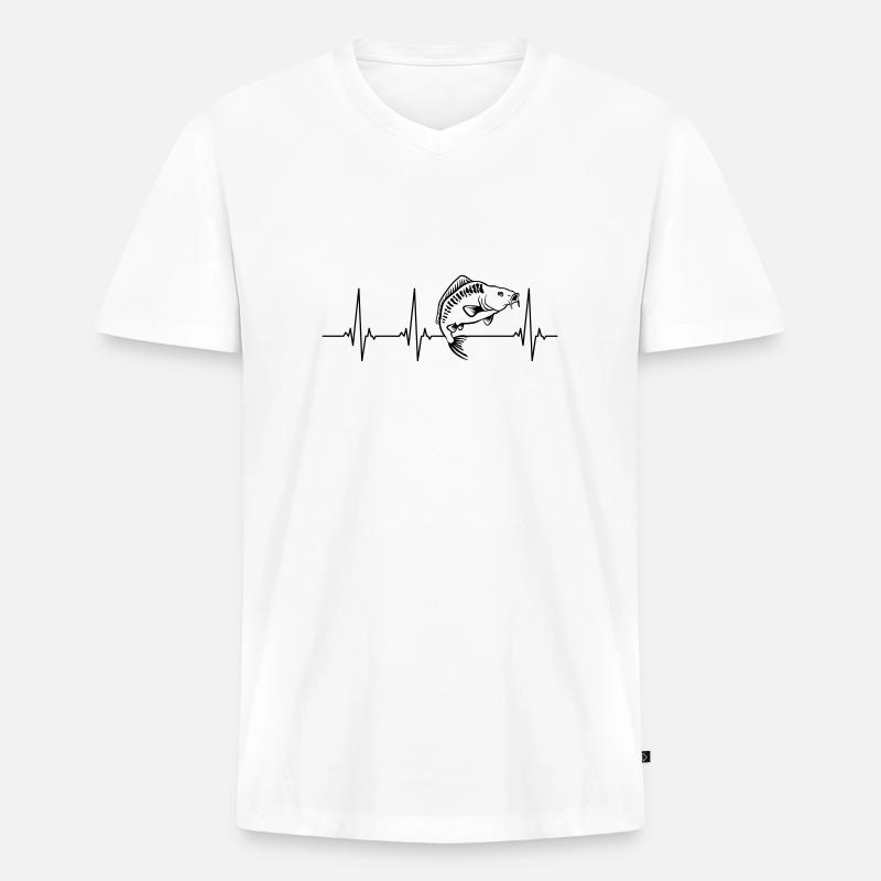 Karpfen Angeln - Männer Premium Bio T-Shirt mit V-Ausschnitt - Weiß