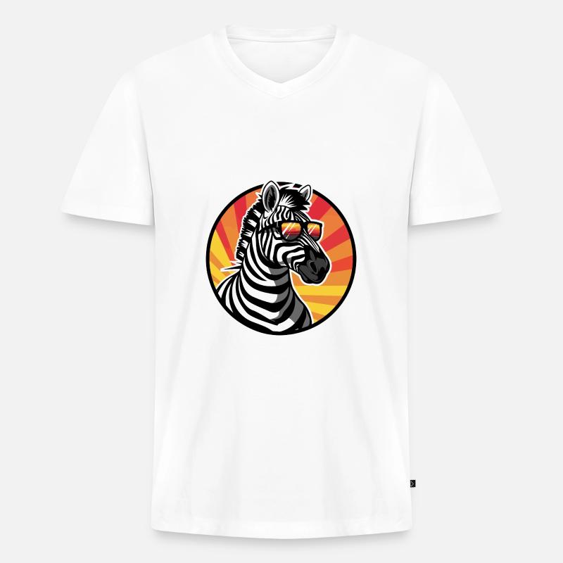 Zebra Comic Cool Sommer - Männer Premium Bio T-Shirt mit V-Ausschnitt - Weiß