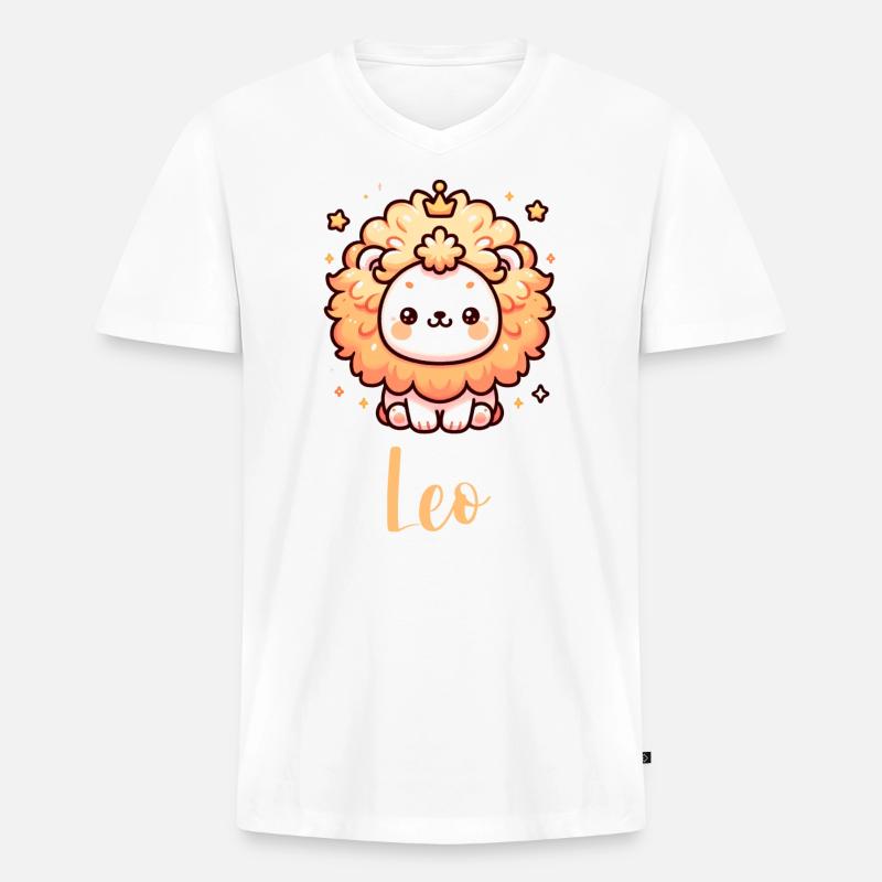 Süße Leo Sternzeichen Astrologie Geschenk - Männer Premium Bio T-Shirt mit V-Ausschnitt - Weiß