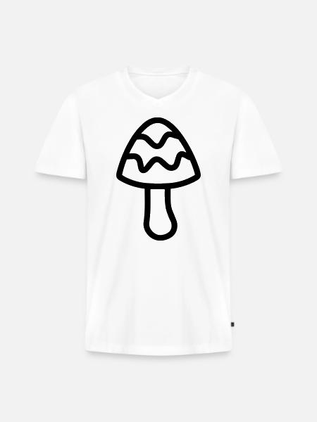 Mushroom - Men's Premium Organic T-shirt with V-neck - white