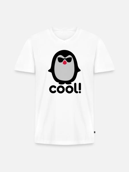 Pinguïn frais - T-shirt encolure en V Premium bio Homme - blanc