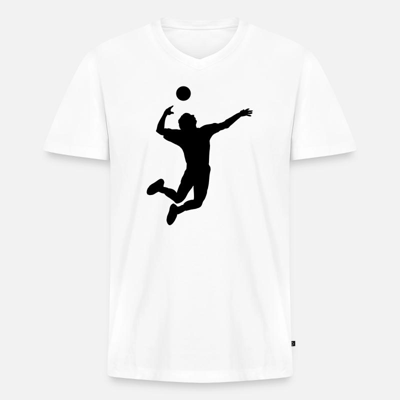 Volleyball gesprungen Schlag oder Service - Männer Premium Bio T-Shirt mit V-Ausschnitt - Weiß