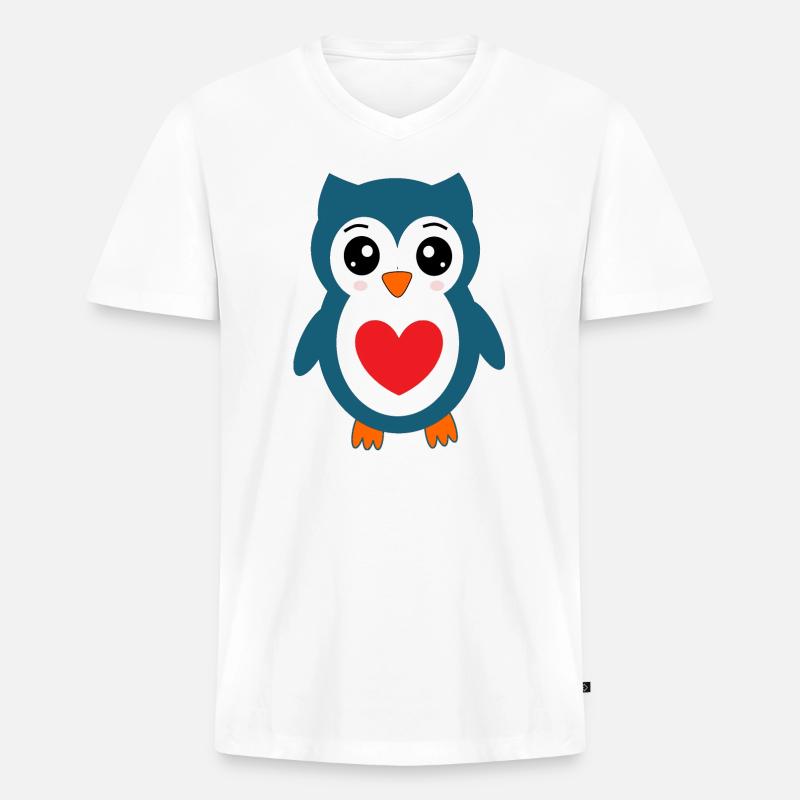 Eule blaue Eule  - Männer Premium Bio T-Shirt mit V-Ausschnitt - Weiß