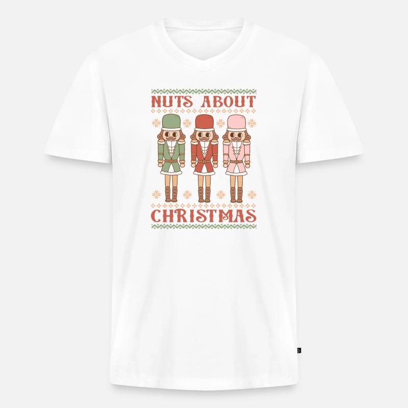 Hässlicher Weihnachtspullover - Männer Premium Bio T-Shirt mit V-Ausschnitt - Weiß