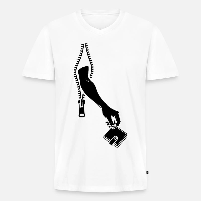 Taschendieb - Männer Premium Bio T-Shirt mit V-Ausschnitt - Weiß