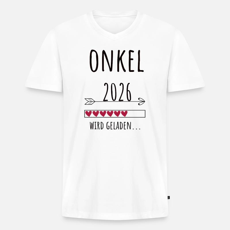 Werdender Onkel 2026 Geschenk Schwangerschaft - Männer Premium Bio T-Shirt mit V-Ausschnitt - Weiß