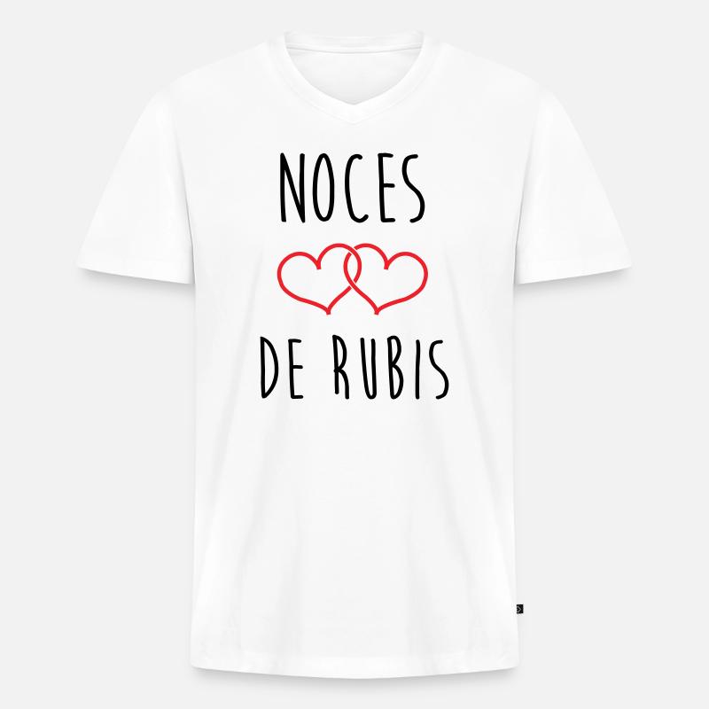 Rubinhochzeit – 35 Jahre Ehe - Männer Premium Bio T-Shirt mit V-Ausschnitt - Weiß