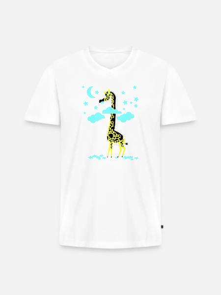sternenfresser giraffe - Men's Premium Organic T-shirt with V-neck - white