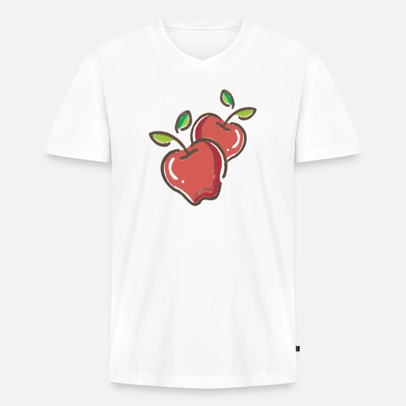 Aepfel - Männer Premium Bio T-Shirt mit V-Ausschnitt - Weiß