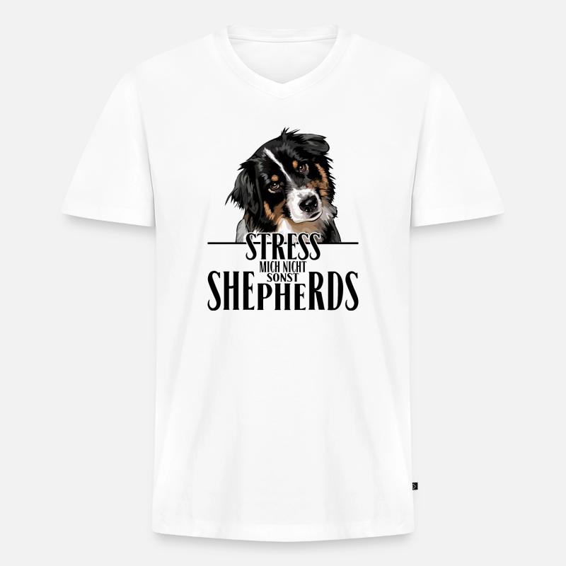 AUSTRALIAN SHEPHERD Spruch Wilsigns Aussie - Männer Premium Bio T-Shirt mit V-Ausschnitt - Weiß