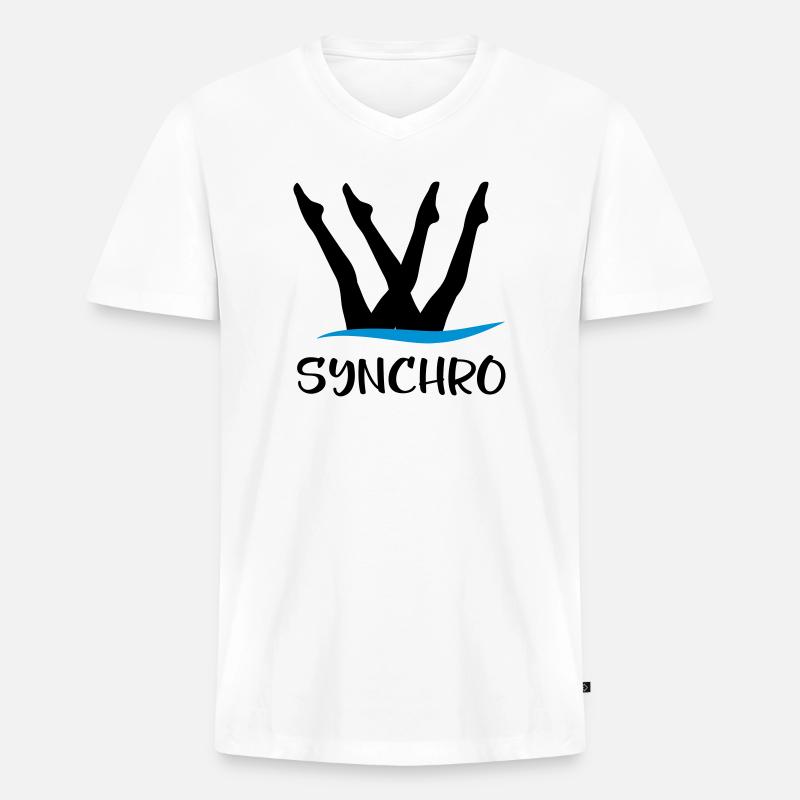 Synchronschwimmen - Männer Premium Bio T-Shirt mit V-Ausschnitt - Weiß