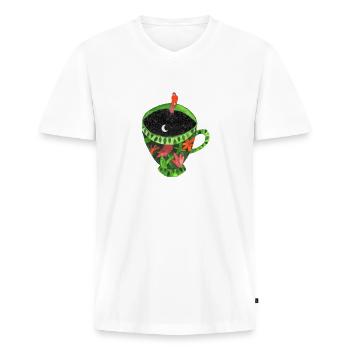 Lonely woman - Men's Premium Organic T-shirt with V-neck - white - Front - Nico (187cm)