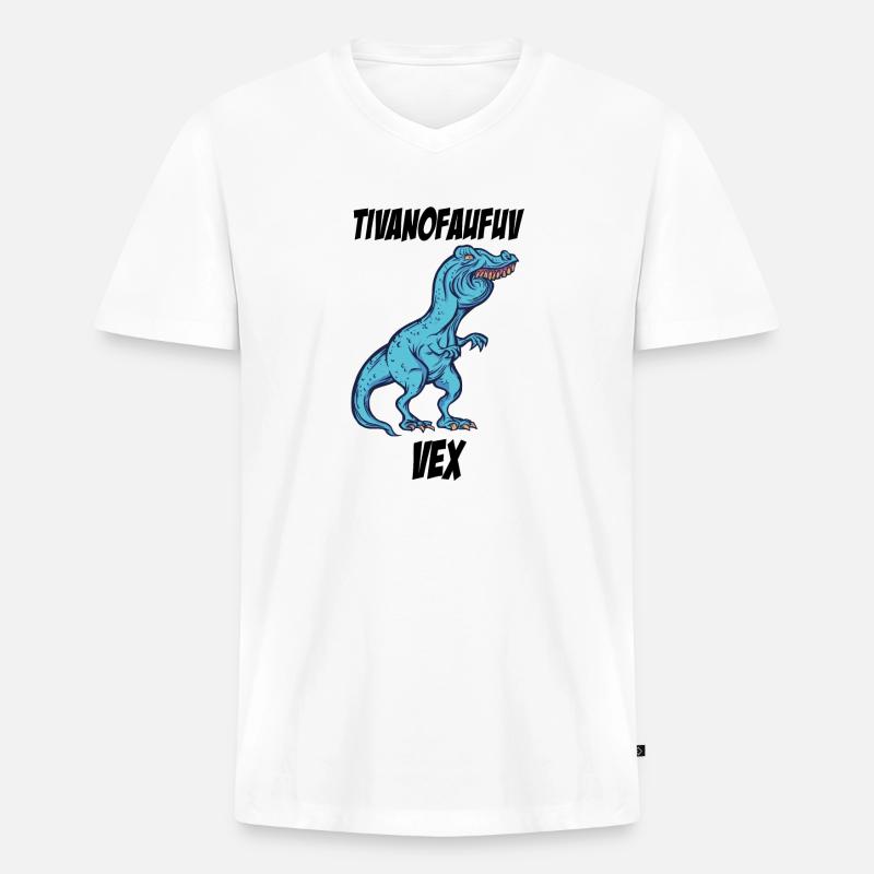 Witziger TRex Überbiss meme Geschenkidee - Männer Premium Bio T-Shirt mit V-Ausschnitt - Weiß