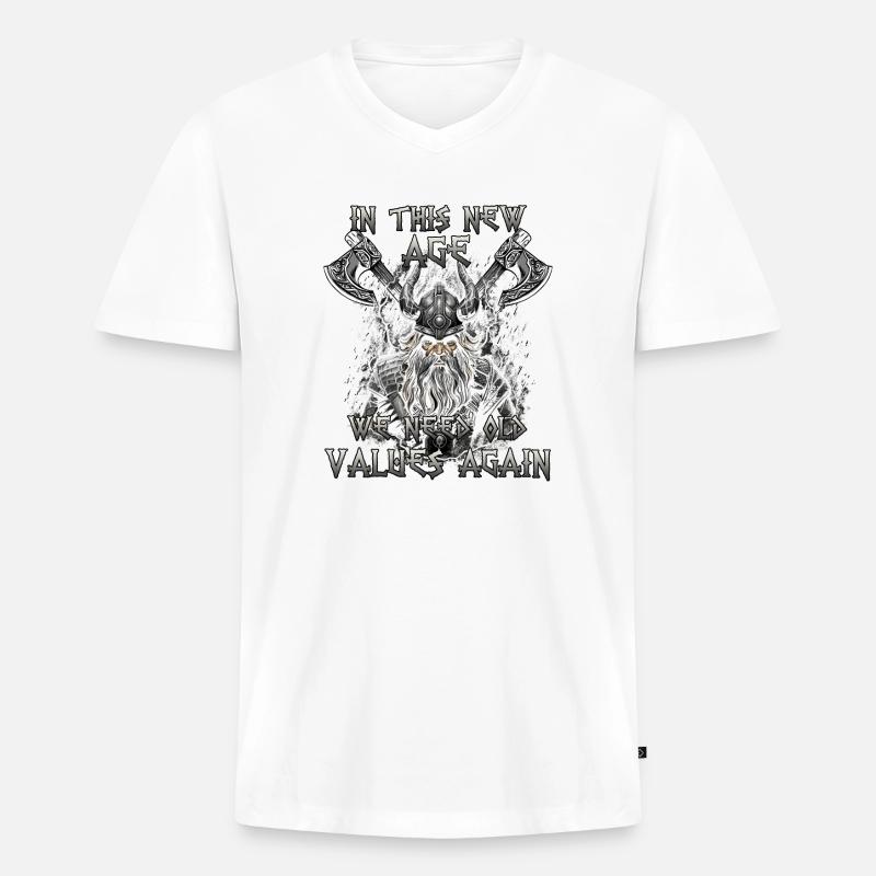 Walhalla Erbe Geschenk einer Kriegerkultur - Männer Premium Bio T-Shirt mit V-Ausschnitt - Weiß