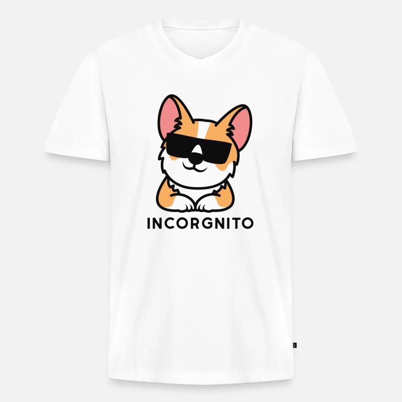 Incorgnito - Männer Premium Bio T-Shirt mit V-Ausschnitt - Weiß