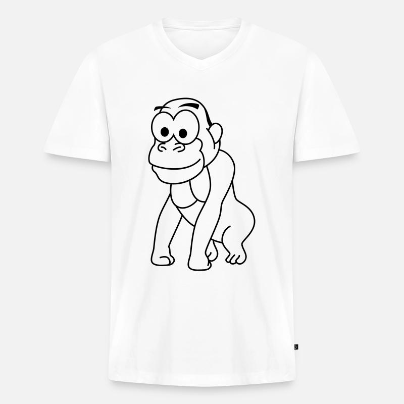 Gorilla Comic - Männer Premium Bio T-Shirt mit V-Ausschnitt - Weiß