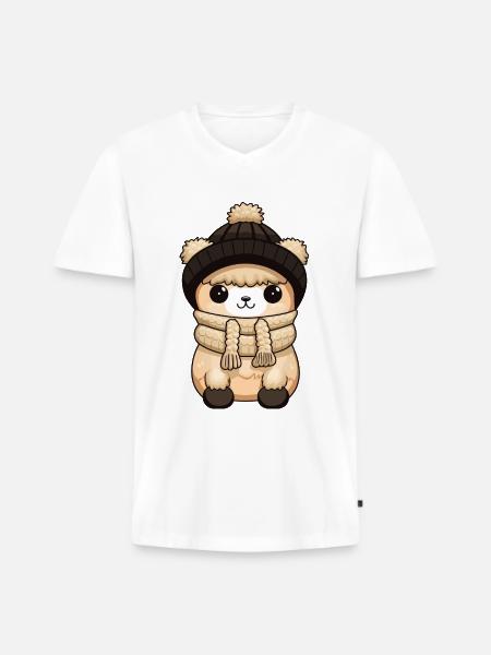 Alpaca Animal Baby Comic - Men's Premium Organic T-shirt with V-neck - white