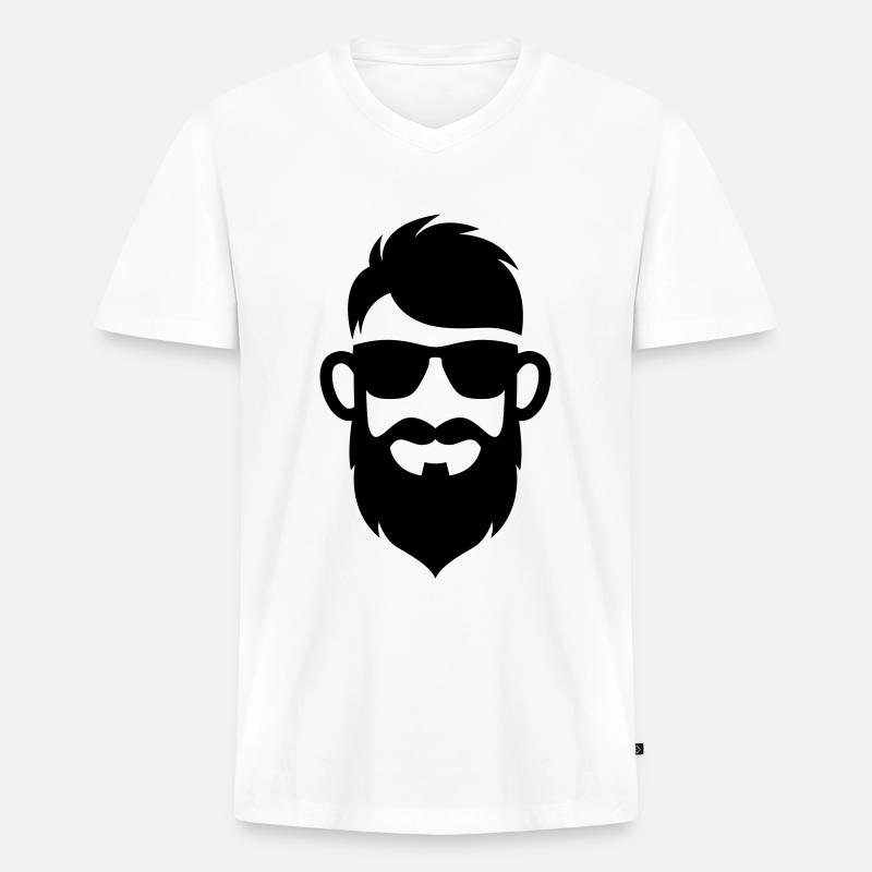 Gesicht bart symbol - Männer Premium Bio T-Shirt mit V-Ausschnitt - Weiß