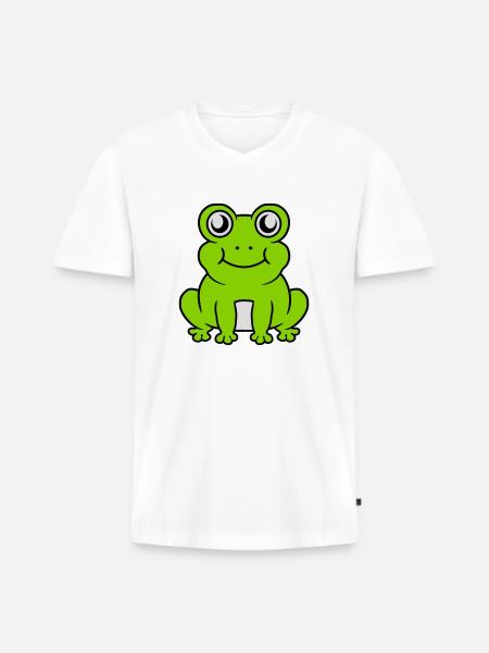 Small seated sweet frog - Men's Premium Organic T-shirt with V-neck - white